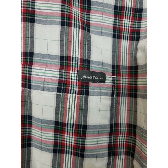 Eddie Bauer Men's Size Large L Long Sleeve Gray Red Plaid Shirt cotton blend - Picture 2 of 7